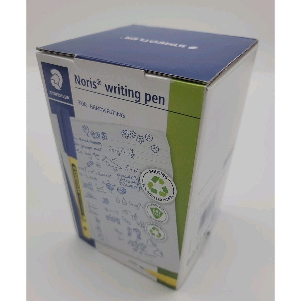 Box of 50 STAEDTLER Noris Writing Pen Fineliner 0.6mm Tip, Blue, Water Based NEW